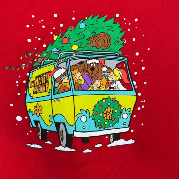 Scooby-Doo Mens Red Xmas Tee Short Sleeve Christmas T-Shirt X-Large - Picture 4 of 6